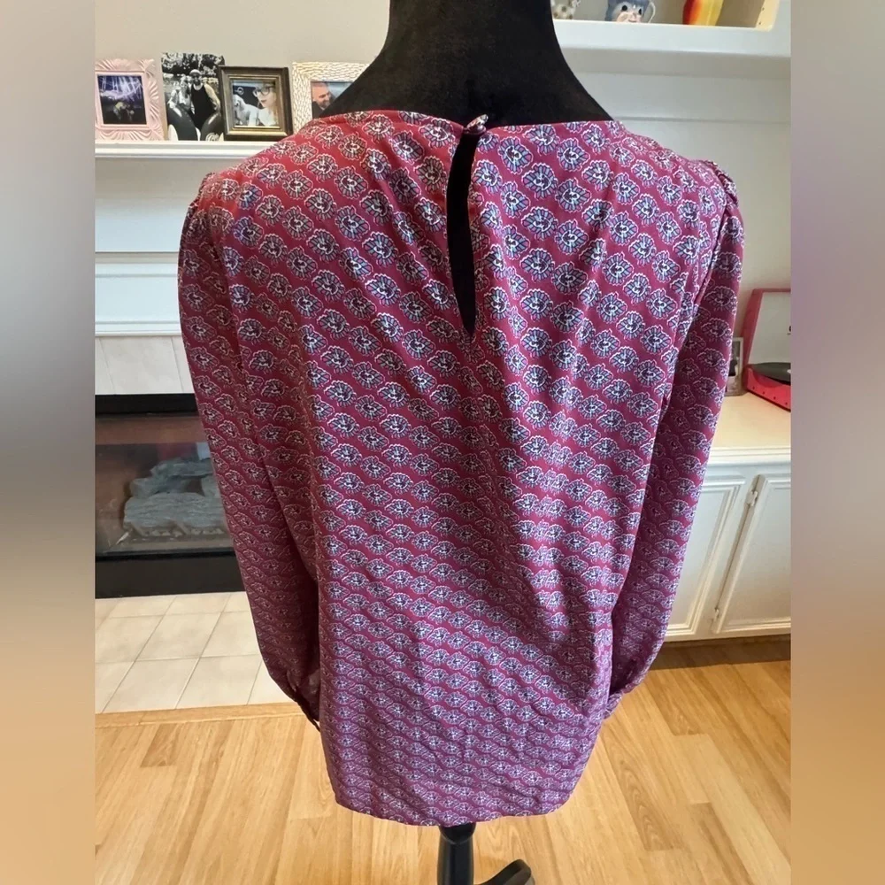 J. CREW Pop Over Boho Red Top Size Small VGUC